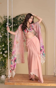 Noor Elara Real Chinnon Silk Indo-Western Suit