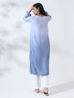 Palak Ombre Blue Muslin Long Kurta