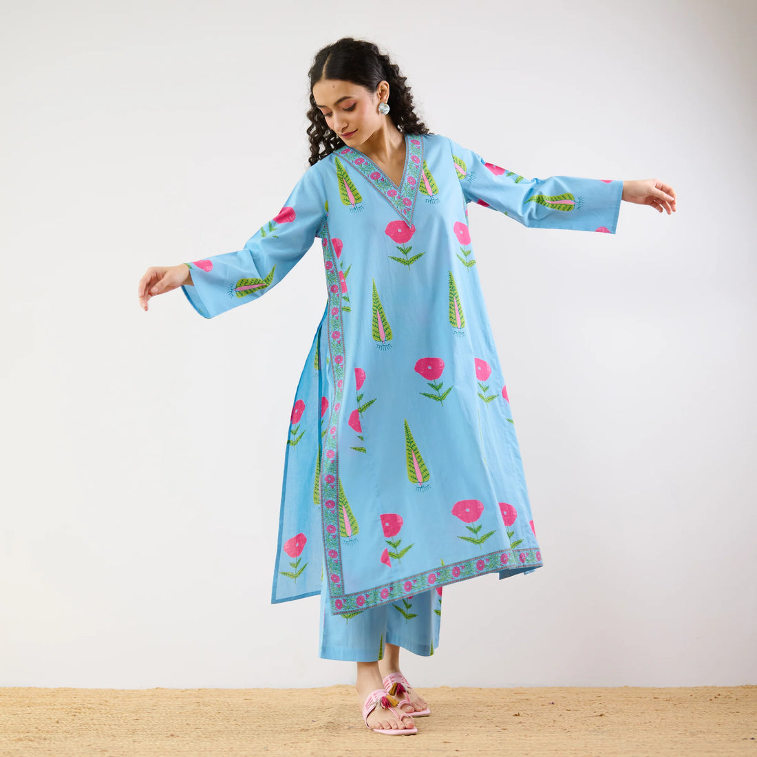 Begum’s Bagh Printed Co-ord Set in Baby Pink- By Reet Lifestyle