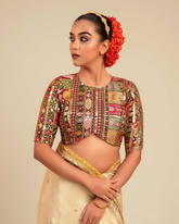 Georgette Multicolor Embroidered Edge Blouse