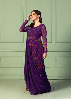 Bandhani Asymmetric Neck Anarkali with Dupatta