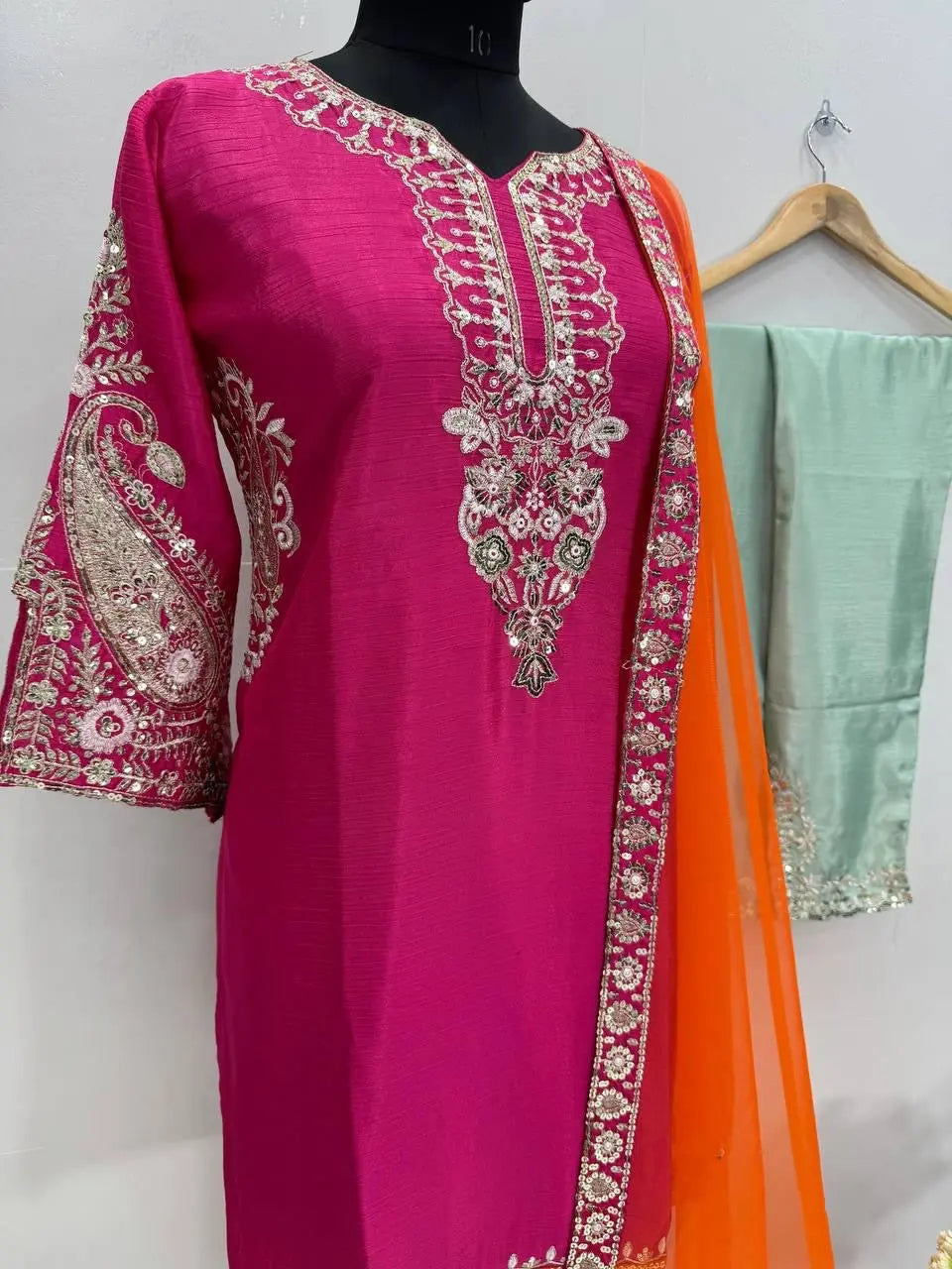 Heavy Chinon Sequence Kurti Palazzo Set – By Reet Lifestyle