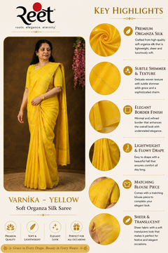 Varnika Yellow Soft Organza Silk Saree