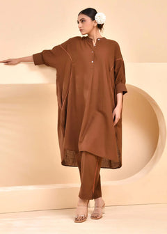 Noor Neeli Mocha Cotton Co-Ord Set
