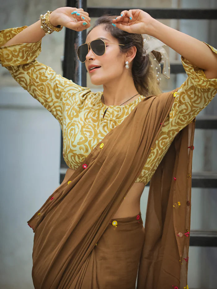 Lemon Glow Tassel Soft Mul Cotton Saree