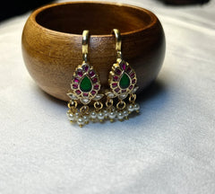 Lotus Kundan Bugdi Earrings Traditional Maharashtrian Ear Cuff