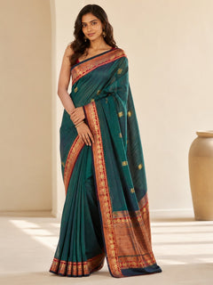 Peacock and Patolla Rich Zari Woven Border Saree