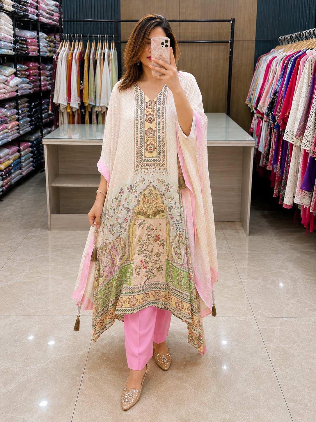 Pure Crepe Digital Printed Kaftan Set