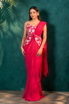 Moonlit Petals Designer Pre-Draped Saree