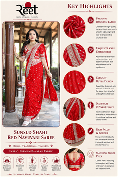 Sunsud Shahi Red Navuvari Saree