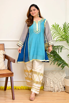 Zariya Aqua Festive A-Line Kurta Set