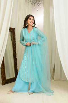 Noor Aab-E-Neel Embellished Kurta Palazzo Set