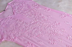 Rosé Noor Chikankari Viscose/Georgette 3-Piece Suit Set