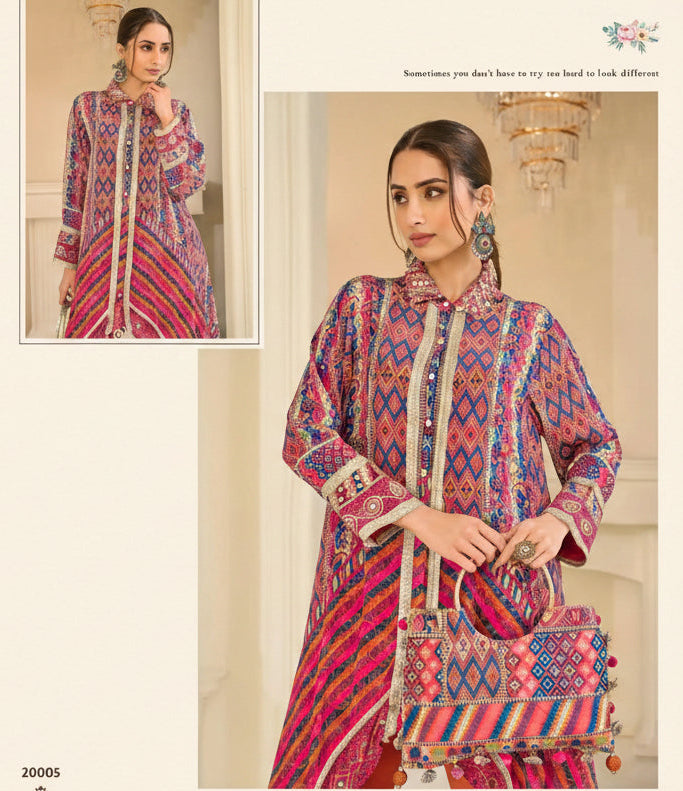 Savan Noor Printed Crepe Silk Western Ensemble