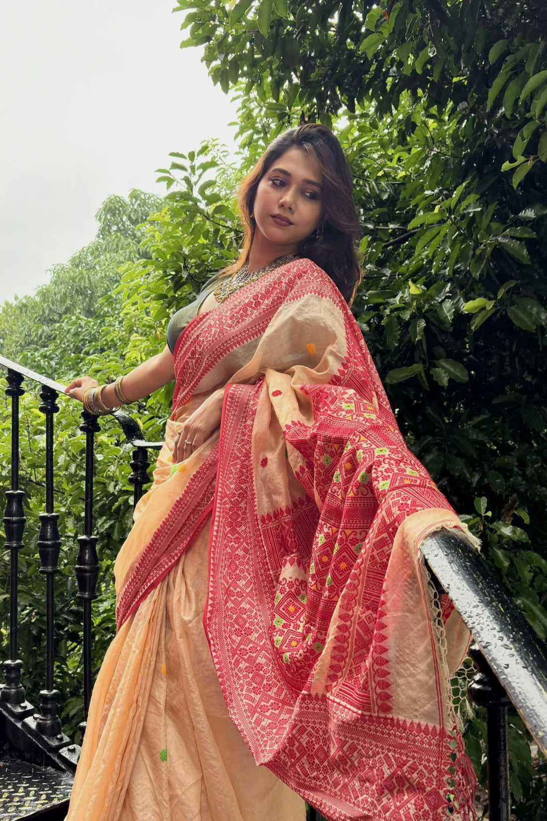 Jamdani Tussar Weave Saree