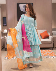 Blue Gottapatti Sharara Set