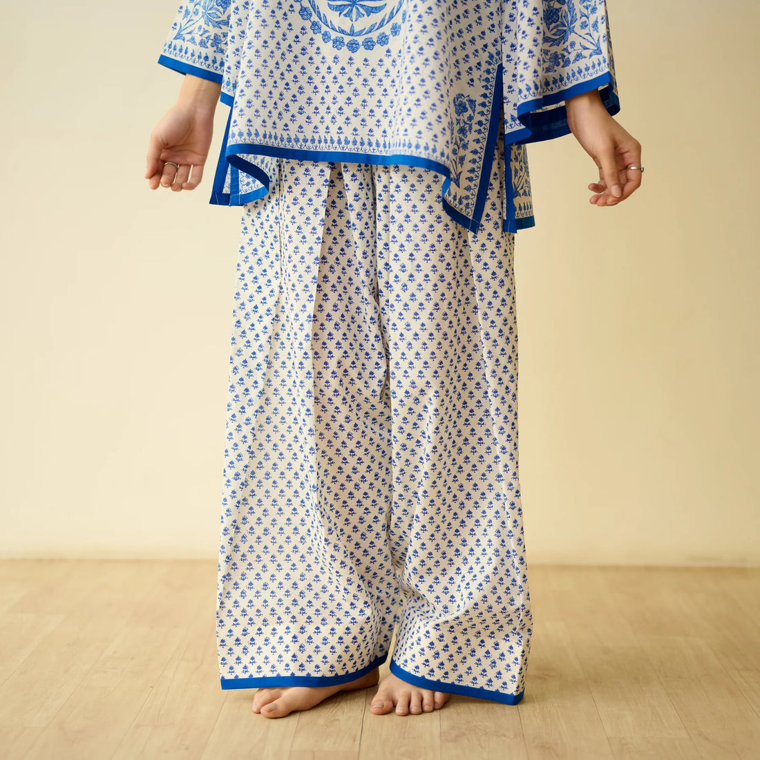 Mulmul Cotton Farsi Set in Jaipur Blue- By Reet Lifestyle