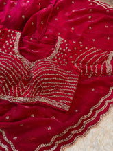 Garnet Red Fendy Silk Saree with blouse - By Reet Lifestyle