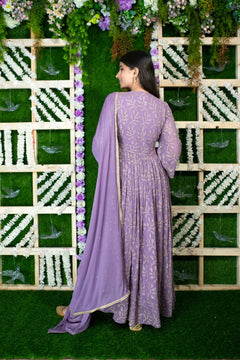 Violet Gold Thread Work Anarkali- By Reet Lifestyle