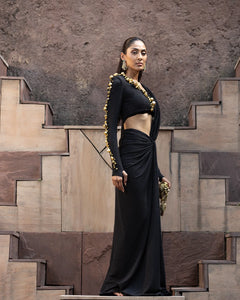 Siyah Ghungroo Luxe Pre-Draped Saree Set