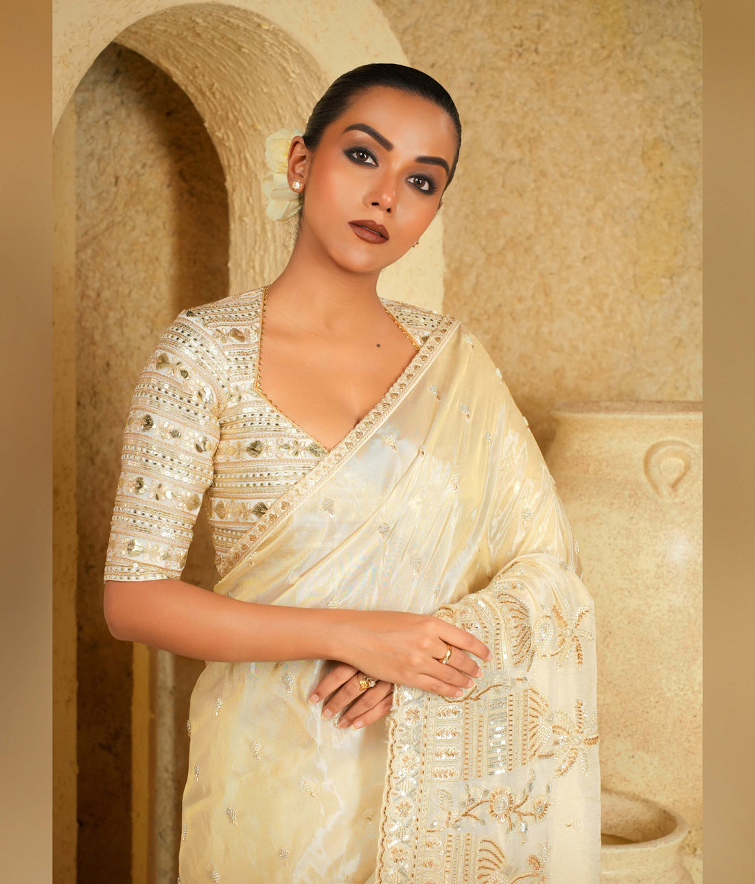 Embroidered blouse with zari work