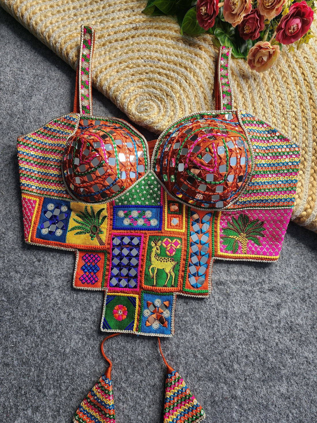 Garba Gulabo Mirror Work Corset Blouse