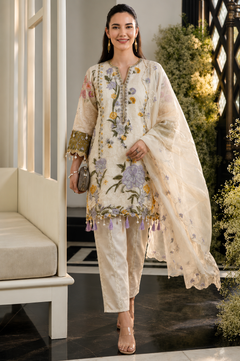 Women's Festive Ivory Embroidered Suit Set