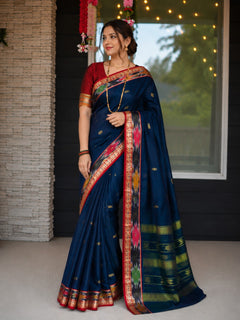Peacock and Patolla Rich Zari Woven Border Saree