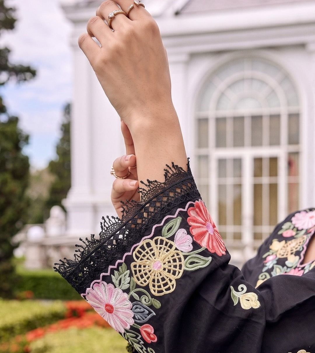 Moodnight Bloom Embroidered Palazzo Cord Set
