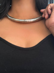 Antique Silver Oxidised Hasli Necklace