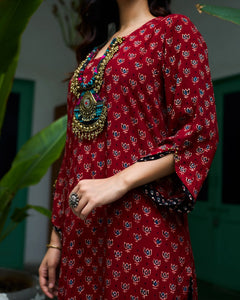 Jalaja Ajrakh Print Pure Cotton Kurta Set