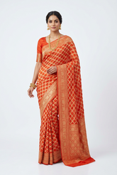 Orange Bandhej Bandhini Saree