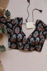 Black Ajrakh Blouse Modal Silk Padded Blouse
