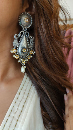 White Drape Dress With Printed Scarf - By Reet Lifestyle