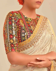 Georgette Multicolor Embroidered Edge Blouse
