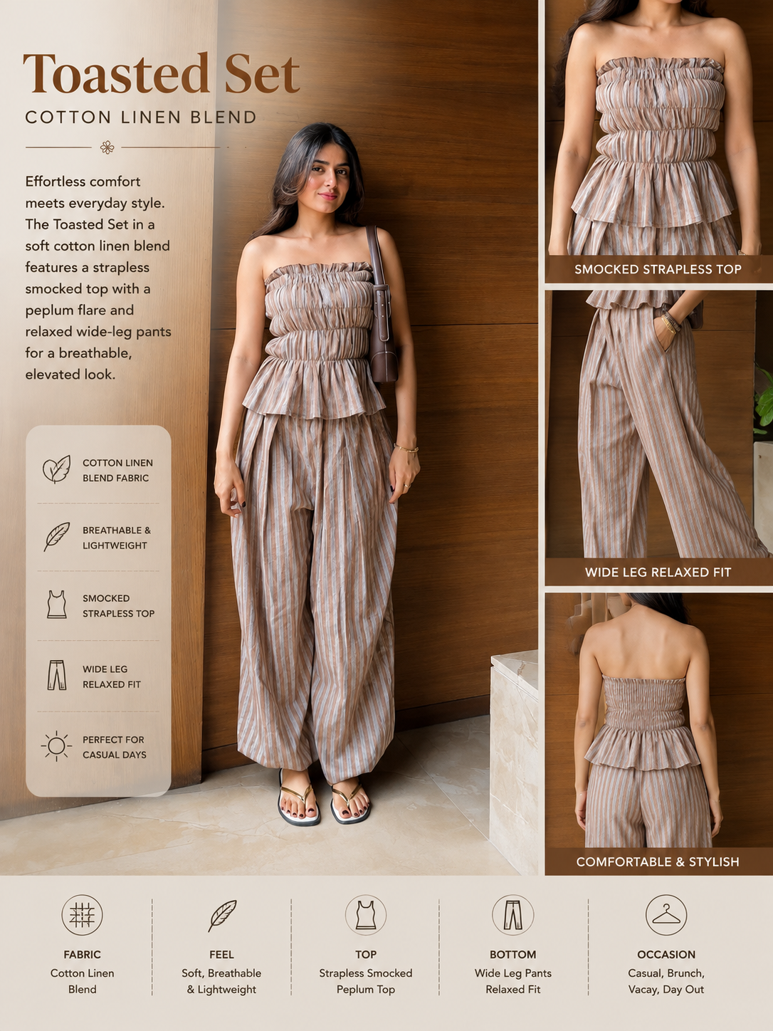 Toasted Sand Stripe Co-Ord Set
