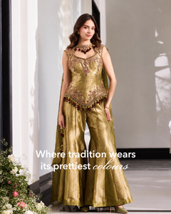 Mehfil Olive Gold Brocade Sharara Set