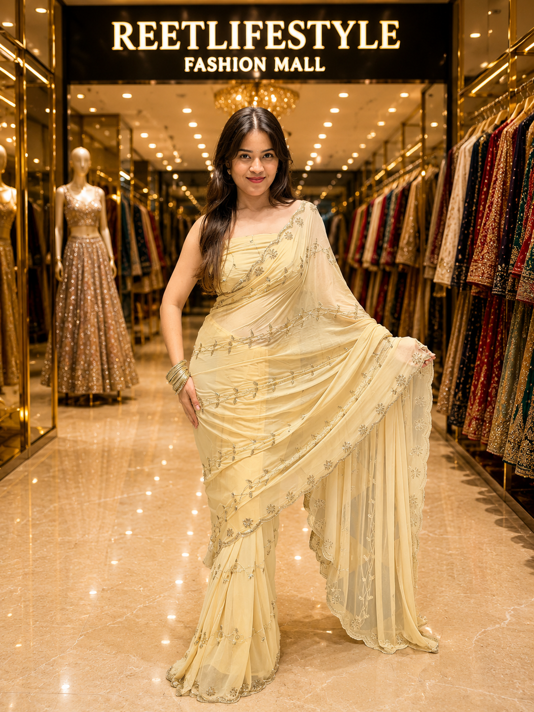 Royal Purple Pure Chiffon Floral Handwork Saree