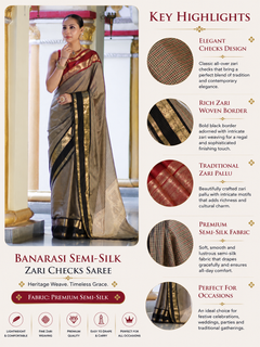 Banarasi Semi-Silk Zari Checks Saree