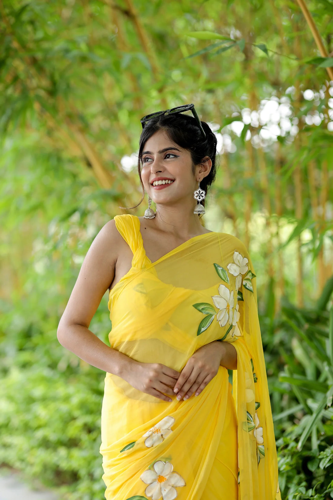 Surya Gul Hand-Painted Pure Chiffon Saree