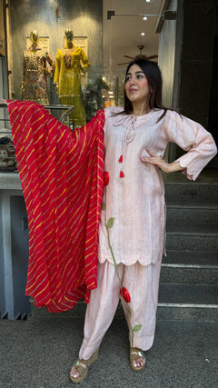 Blush Pink Embroidered Farshi Salwar Kurta Co-Ord Set
