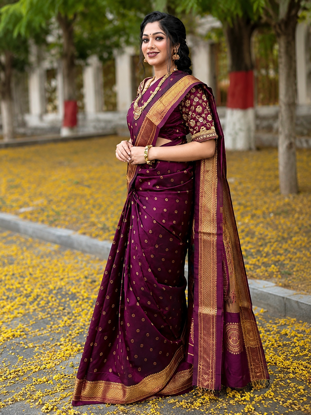 Kalanjali Pure Silk Paithani Saree with Golden Zari Border