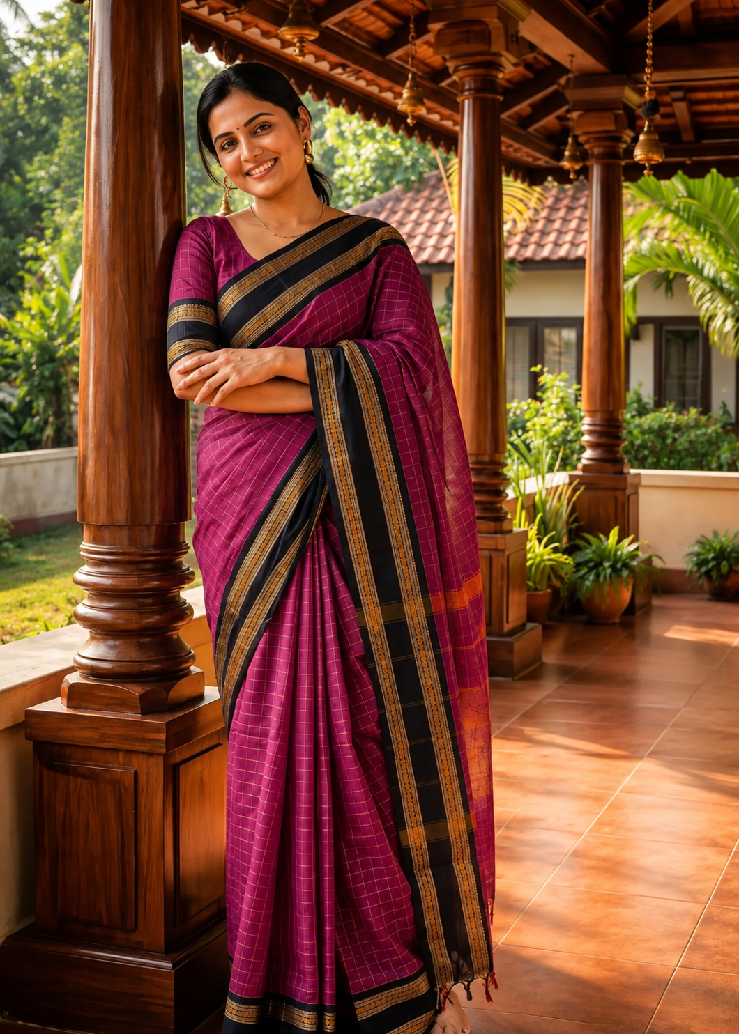 Rajamalli Magenta Kattam Saree