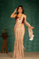 Moonlit Beige Tissue Mul Cotton Saree