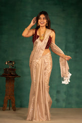 Moonlit Beige Tissue Mul Cotton Saree