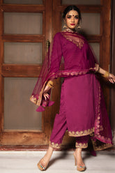 Plum Cotton Straight Kurta Set