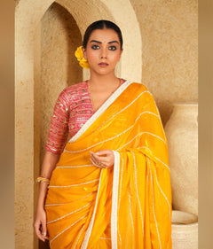 Traditional saree with modern touch