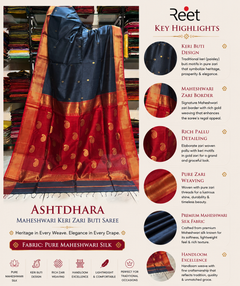 Ashthdhara Maheshwari Keri Zari Buti Saree