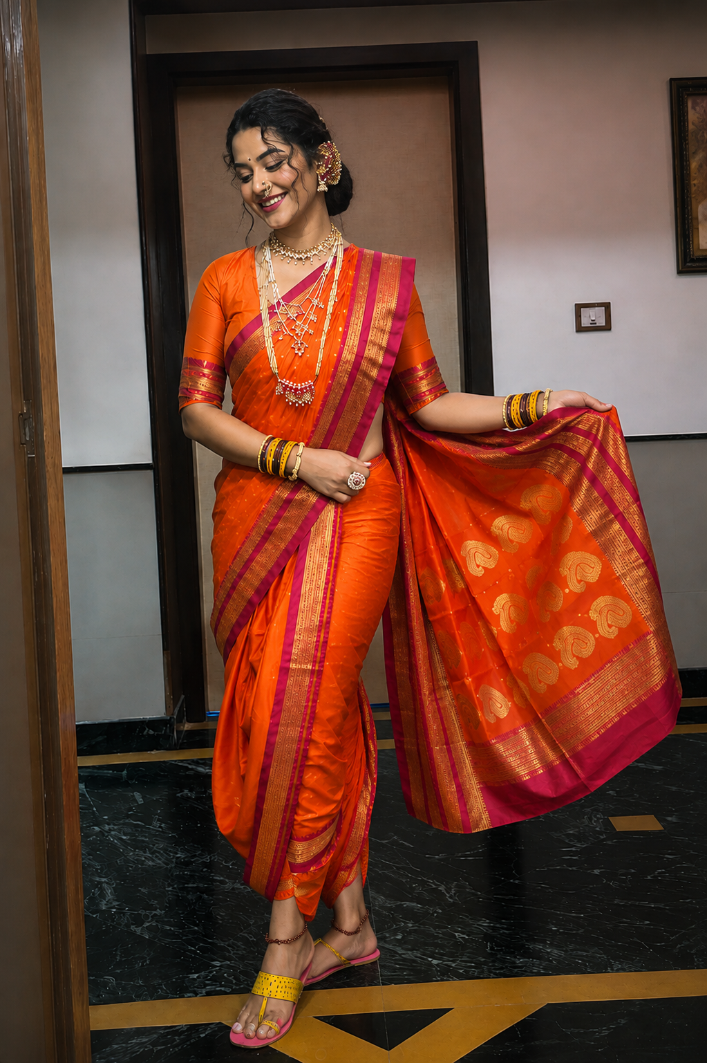 Traditional Narayan Peth Paithani Nauvari Saree