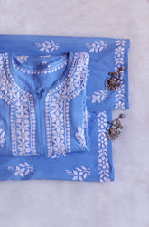 Ice Blue Elegant Rayon Kurta Set